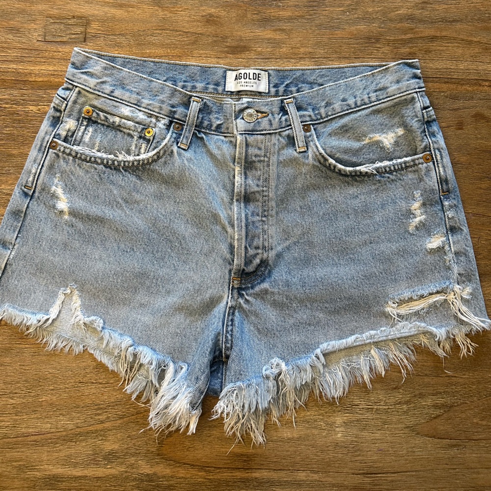 AGOLDE Women’s Cutoff Jean Shorts Button Fly Size 30 3" Inseam